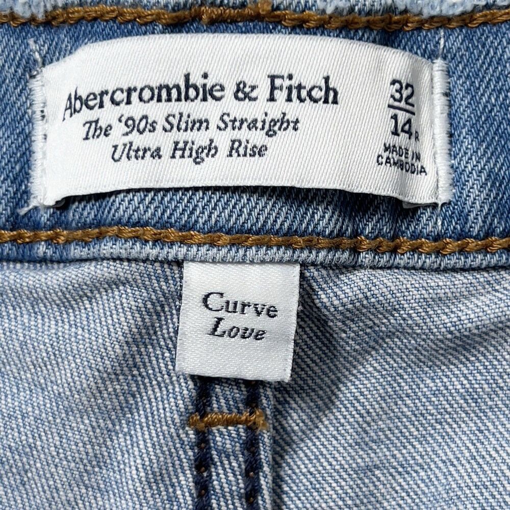 Abercrombie & Fitch The 90s Straight Ultra High Rise Jeans  Sz 32/14 Crossover - Picture 9 of 15